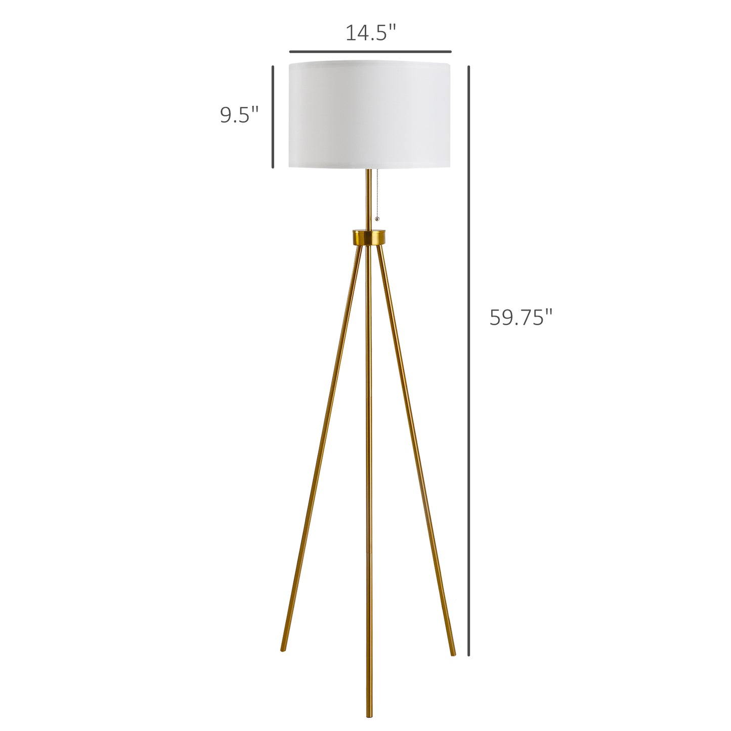59.75" Tripod Floor Lamp with Pull Chain Standing