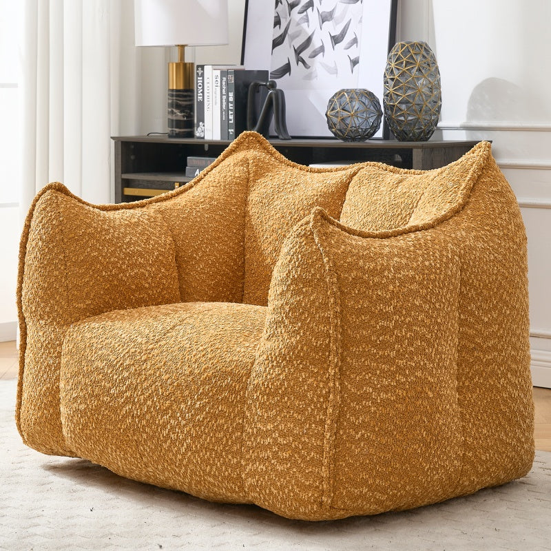 Sofá-Cama de Habichuelas de Peluche Comprimido - Relleno de Espuma de Alta Resiliencia, Silla de Salón de Boucle Ultra Suave para Una o Dos Personas, Asiento Acogedor para la Sala de Estar para Leer, Jugar y Relajarse, Ahorro de Espacio por Vacío