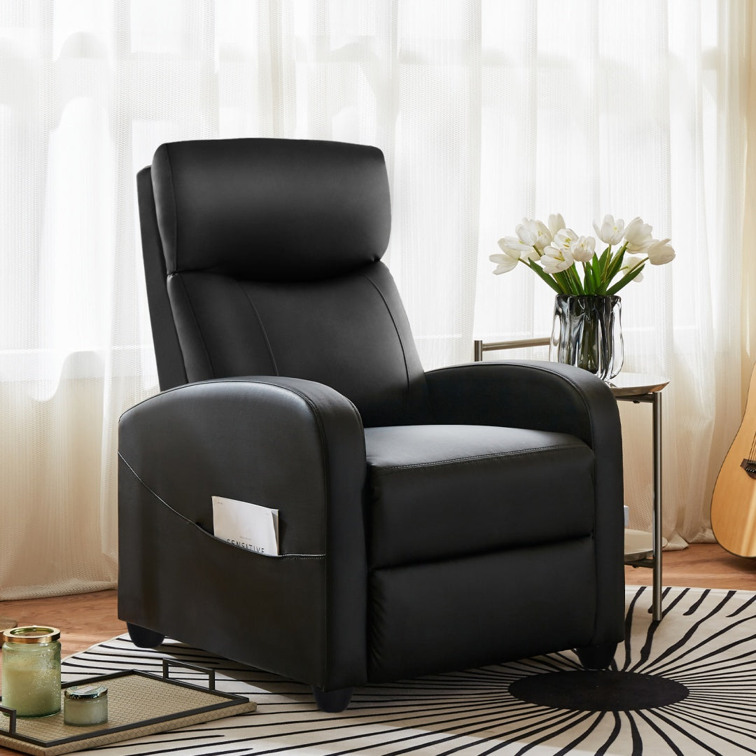 Silla Reclinable de Cuero Sintético PU Sofá Reclinable Sin Masaje
