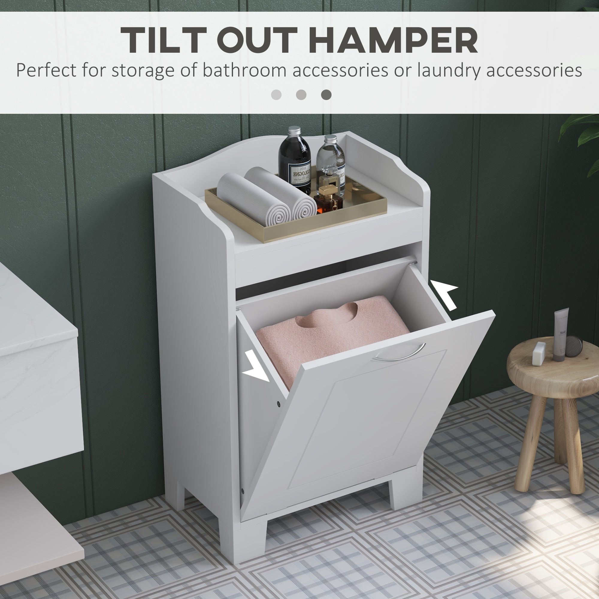 White Tilt-Out Laundry Hamper