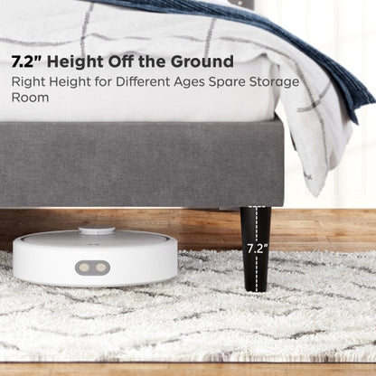 Queen Bed Frame, Linen Storage Headboard, Strong And Stable, No Noise,Under Bed Storage, No Box Spring,Weight 396.8lbs