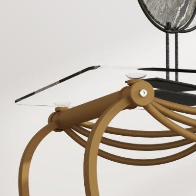 Tempered Glass Surface 3-Piece Coffee Table Set Decor Rectangle Coffee Table With 2 Square End Side Table Unique Design Coffee Table With Sturdy Construction For Living Room  Elegant Gold