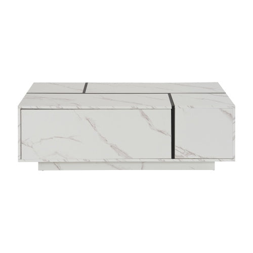 Mesa de Centro Rectangular con Tapa Deslizante, 2 Cajones y 2 Almacenamientos Ocultos para Sala de Estar 47.2
