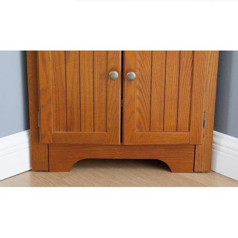 Gabinete de Almacenamiento para Despensa de Cocina Esquinero de 72 Pulgadas con 4 Niveles y 8 Puertas, Gabinete Alto de Almacenamiento Esquinero con Estanterías Ajustables, Estantería para Hogar de Estilo Granja para Baño, Sala de Estar, Cocina en Roble