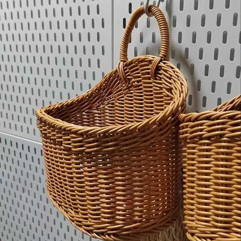 Three-piece Set Of Imitation Rattan Wall-mounted Storage Baskets And Plastic Woven Hanging Baskets