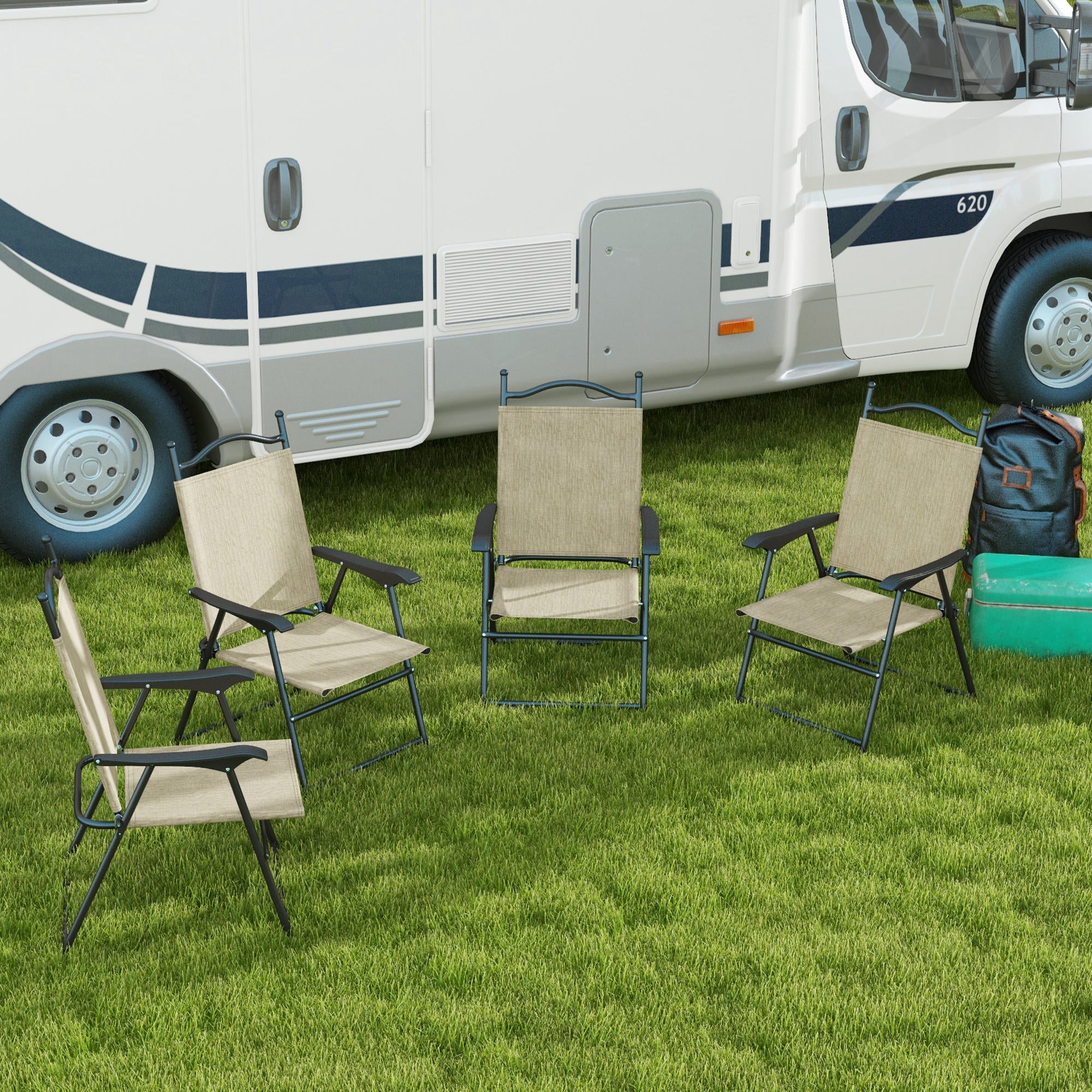 Juego de 4 Sillas Plegables para Patio y Camping