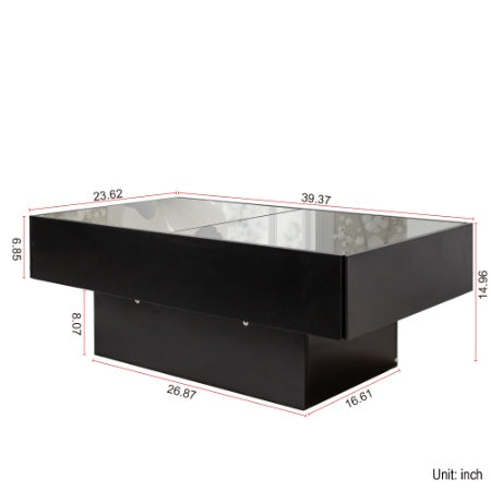 Mesa de Centro con Superficie Deslizante, Mesa Central con Compartimento de Almacenamiento Oculto, Mesa Extensible para Sala de Estar