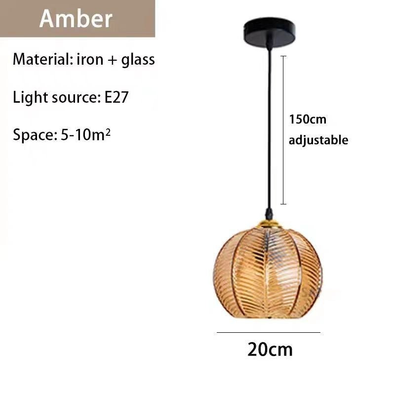Leaf Pattern Glass Chandelier
