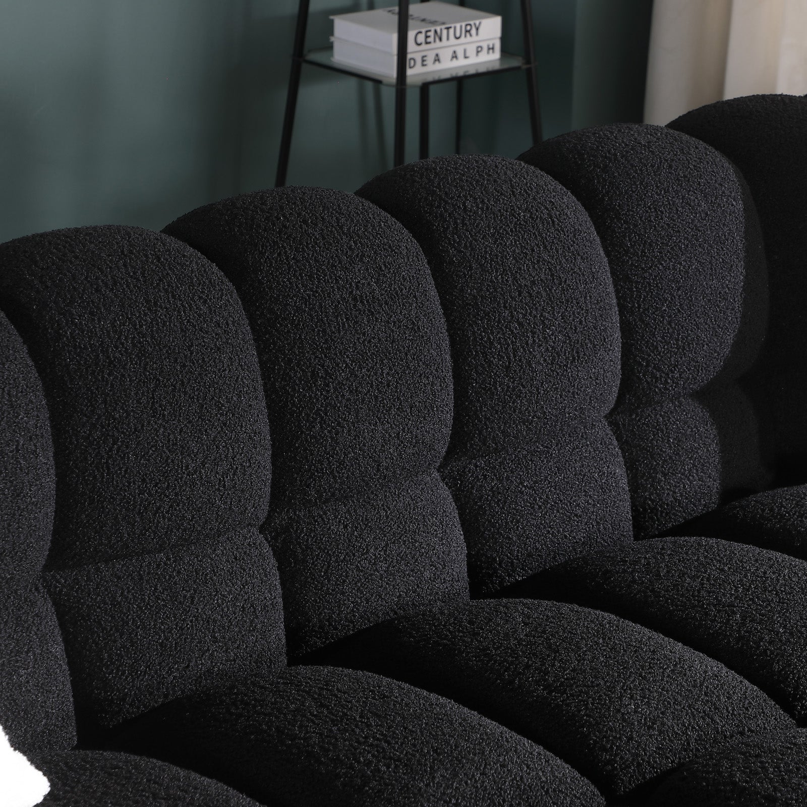 Black Boucle 2-Seater Sofa