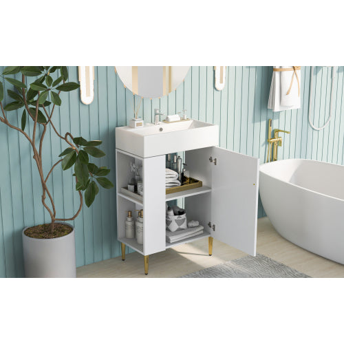 White Bathroom Vanity 21.6 Inch Stylish Storage