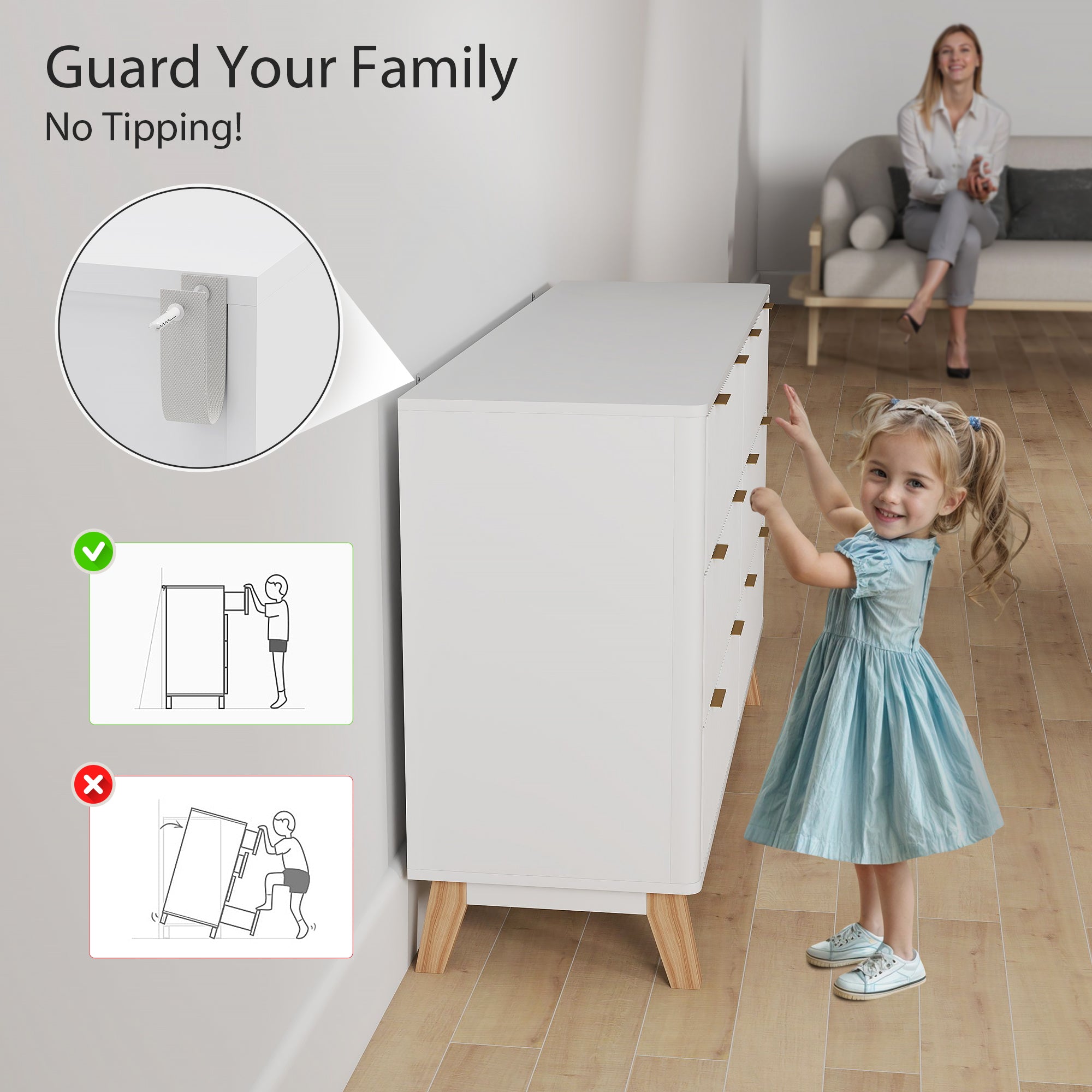 White Fluted Double Dresser