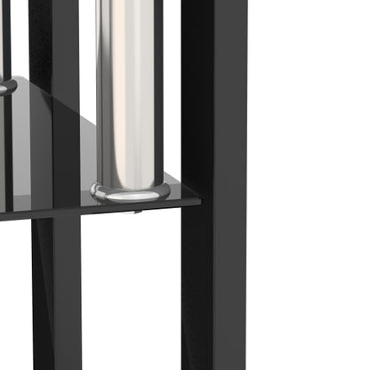 1-Piece Modern Tempered Glass Tea Table Coffee Table End Table, Square Table For Living Room, Black