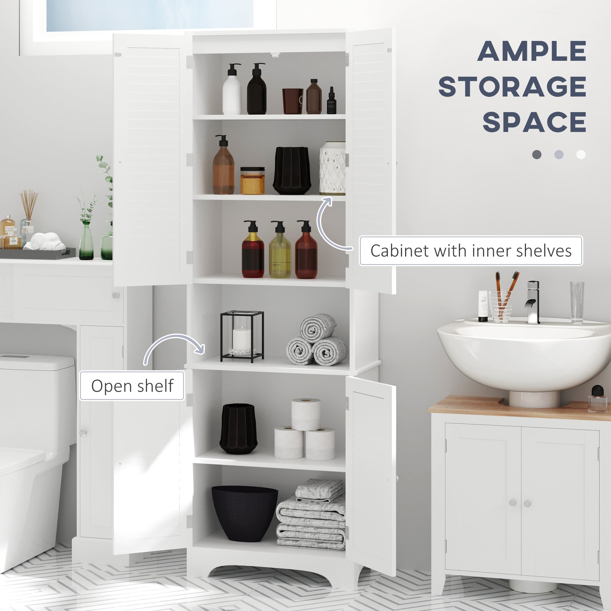 White Tall Bathroom Cabinet