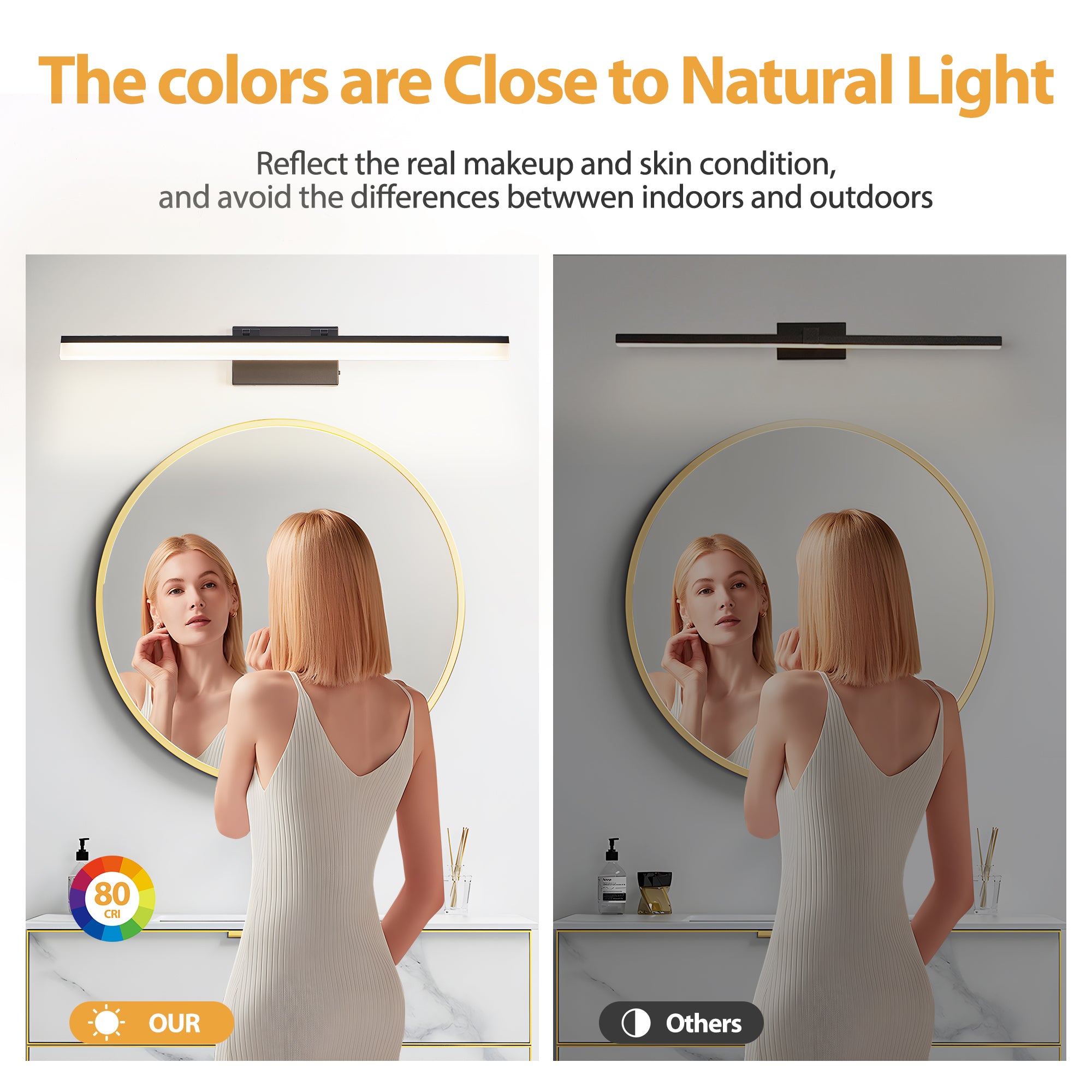 Black Metal Adjustable Brightness Vanity Light