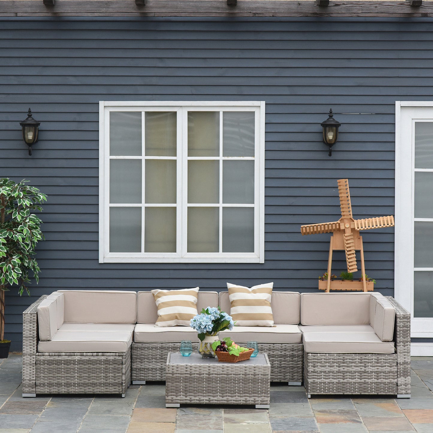 5-Piece Patio Furniture Set with Cushions