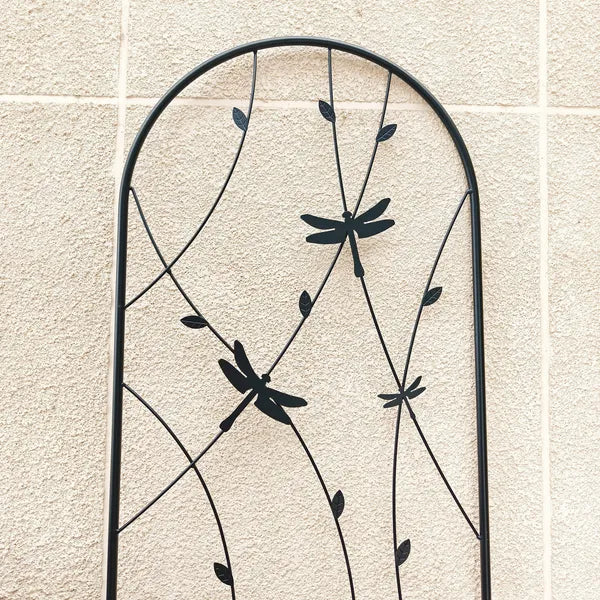 4 Pack Metal Garden Trellis 71" X 19.7" Rustproof Trellis For Climbing Plants Outdoor Flower Support Dragonfly Deco Black