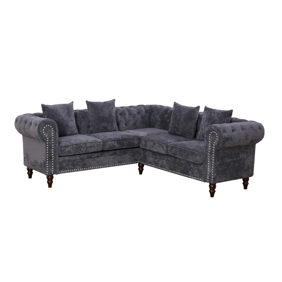 Black Flannelette Sofa Set