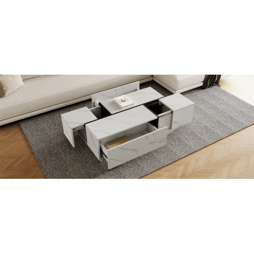 Mesa de Centro Rectangular con Tapa Deslizante, 2 Cajones y 2 Almacenamientos Ocultos para Sala de Estar 47.2