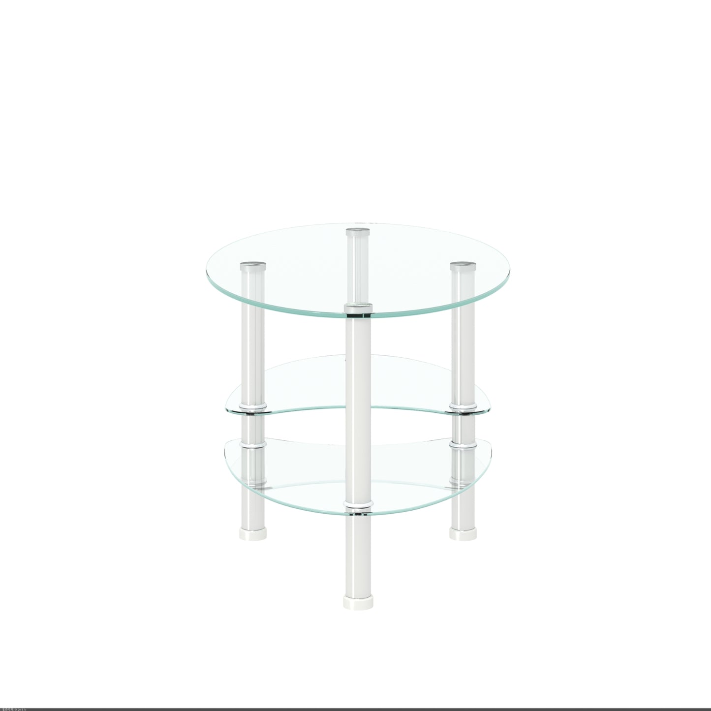 Transparent Oval Glass Coffee Table, Modern 3-Layer With Stainless Steel Leg