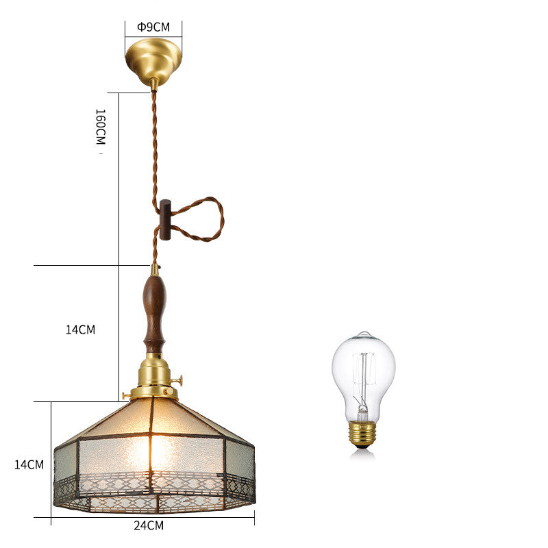 Brass Hand-Blown Glass Chandelier Light