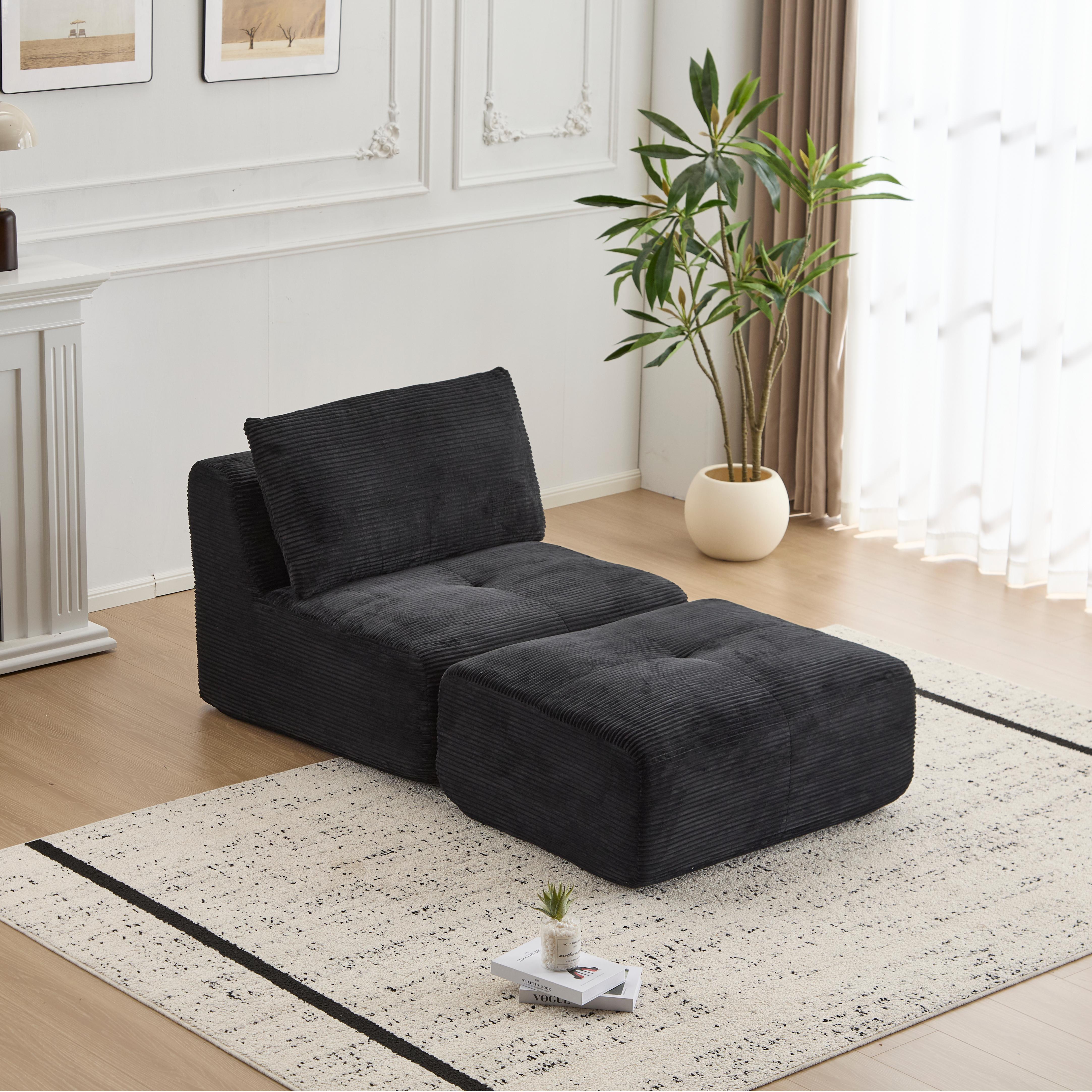 Sofá Comprimido de Espuma de Memoria Moderna, Sofá Seccional Grande de 2 Plazas para Sala de Estar, Sofá Seccional Modular Nube Amigable con Mascotas, Tela de Corduroy, Loveseat Extra Profundo, Sin Ensamblaje Requerido, Beige