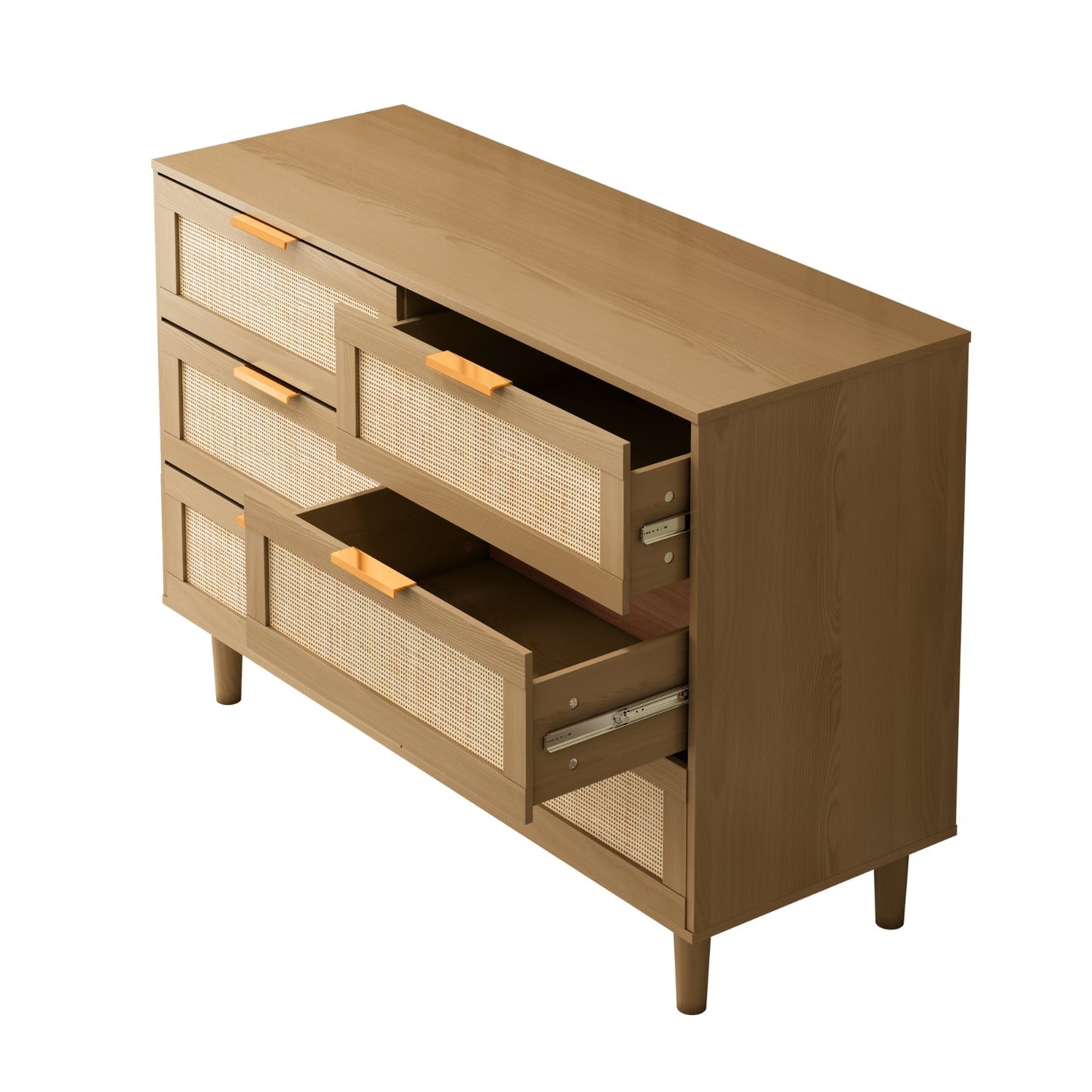 6 Drawers Rattan Dresser Rattan Drawer, Bedroom,Living Room