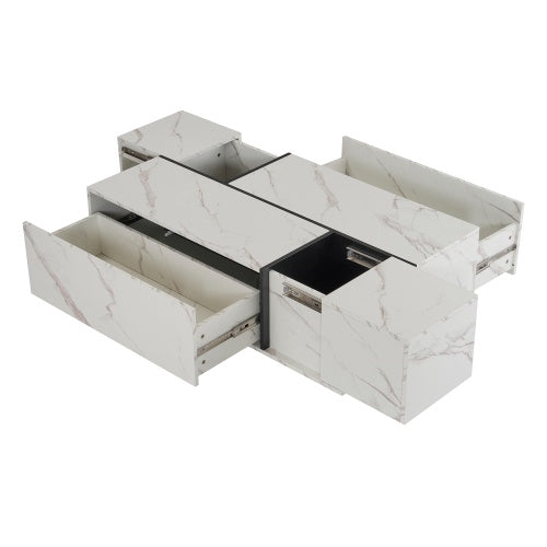 Mesa de Centro Rectangular con Tapa Deslizante, 2 Cajones y 2 Almacenamientos Ocultos para Sala de Estar 47.2