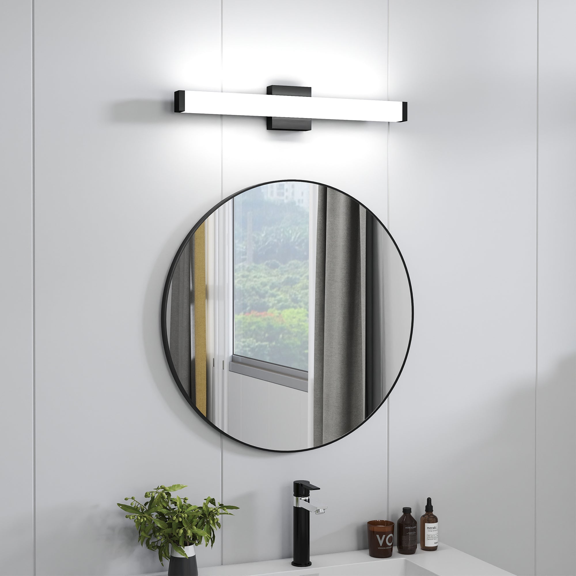 Luz para Tocador de Baño Negro - 25 Pulgadas Luces Modernas para Tocador de Baño - 14W Luces LED para Baño Sobre el Espejo Luz Blanca Fría 6000K