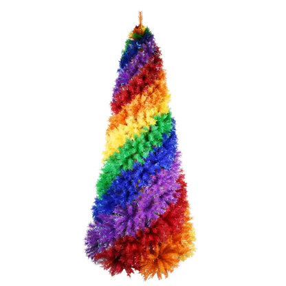 1,83 m Regenbogen-Spiral-Weihnachtsbaum, 1248 Astspitzen, Bunter PVC-Kunstweihnachtsbaum mit einzigartigem Spiraldesign, Volle und üppige Form, Stabile Metallständer für Innen-Weihnachtsdekoration