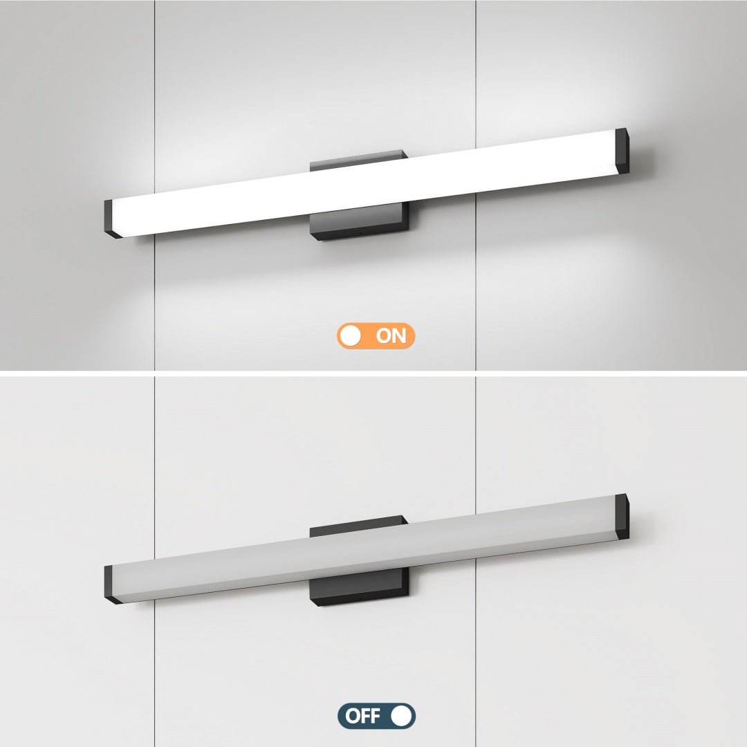 Luz para Tocador de Baño Negro - 33 Pulgadas Luces Modernas para Tocador de Baño - 18W Luces LED para Baño Sobre el Espejo Luz Blanca Fría 6000K