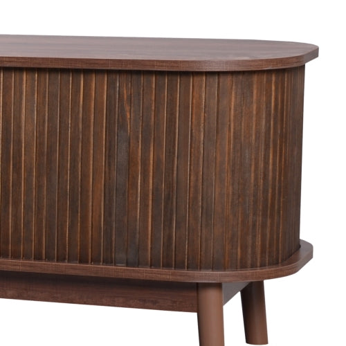 Mueble de TV de Ratán para TVs Hasta 75'', Consola de Medios Moderna Estilo Granja, Centro de Entretenimiento con Patas de Madera Maciza, Gabinete de TV para Sala de Estar, Cine en Casa