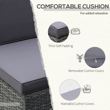 7-Piece Patio Furniture Sets PE Rattan Sectional Sofa Set Outdoor Conversation Set w/Acacia Top Coffee Table & Cushion for Garden, Backyard, Grey