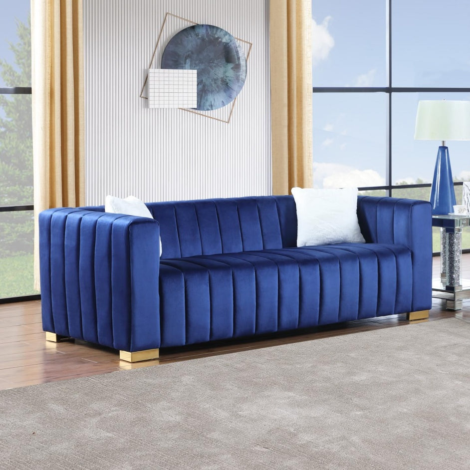 Navy Channel Chesterfield Sofa