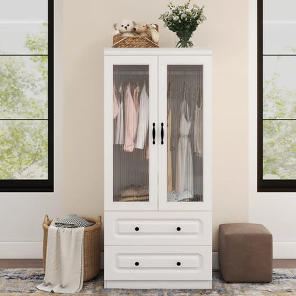 Livelylodge Slim White Storage Cabinet With Glass Door – Space-Saving Tall Organizer With Metal Handles, Perfect For Small Spaces Or Bedroom Use