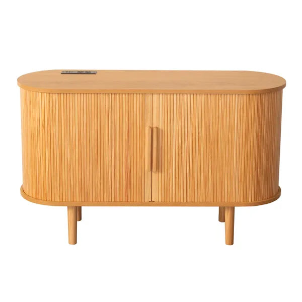 Fralimk Sideboard Buffet-Schrank mit Stauraum, moderner gerillter Stauraum-Schrank für das Esszimmer, Tambourtür-Konsolentisch für das Wohnzimmer, Büroschrank oder TV-Ständer, Akzent-Sideboard-Schrank