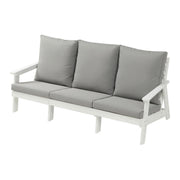 HIPS 3-Sitzer-Sofa mit Kissen, Holzoptik-Außen-Garten-Sofa, Weiß-Grau