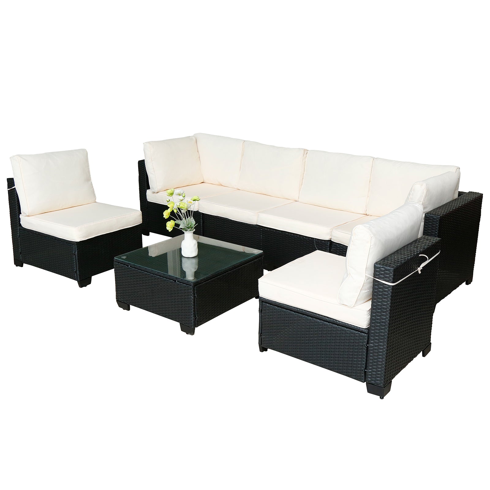 Black Rattan Outdoor Sofa