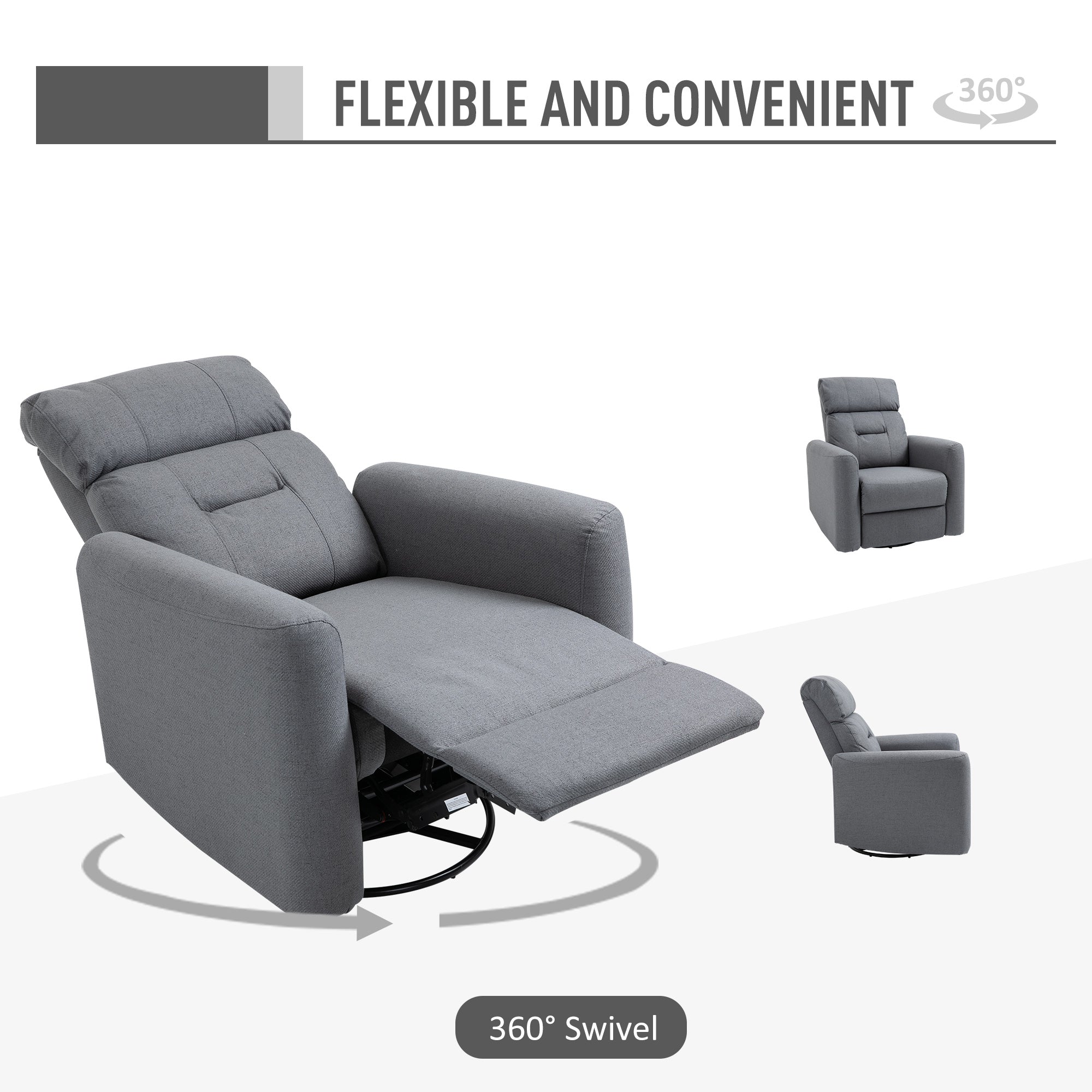 Gray Recliner Swivel Chair
