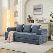 Cómodo Sofá Cama Plegable Convertible, Sofá Cama de Suelo, Sofá de Suelo de Chenille con Reposabrazos, Sofá Lounge de Suelo para Sala de Estar, Dormitorio, Sala de Estar o Estudio-Azul