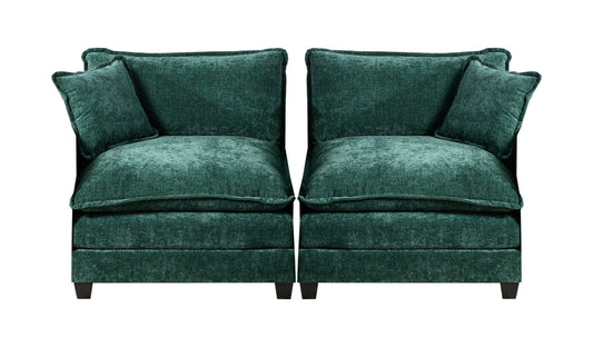 Cloud Sofa Two Seats The Cushion On The Armrest Not Included, Modern Sectional Couch, For Apartment, Comfy Double Layer Upholstered Seat Cushion, Breathable Chenille Fabric,Green,SW504AGN