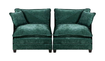 Cloud Sofa Two Seats The Cushion On The Armrest Not Included, Modern Sectional Couch, For Apartment, Comfy Double Layer Upholstered Seat Cushion, Breathable Chenille Fabric,Green,SW504AGN