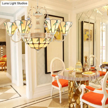 Lámpara colgante de interior con vidrieras del 11S: pantalla cónica y de cúpula, estilo rústico beige.