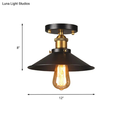 DecorBites™ DecorBites™ مصباح سقف مسطح بقطر 9.5-10 بوصات: مصباح صناعي معدني برأس واحد مدمج باللون الأسود