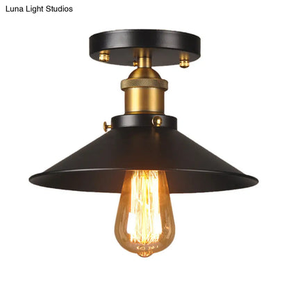 DecorBites™ DecorBites™ مصباح سقف مسطح بقطر 9.5-10 بوصات: مصباح صناعي معدني برأس واحد مدمج باللون الأسود