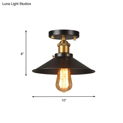 DecorBites™ DecorBites™ مصباح سقف مسطح بقطر 9.5-10 بوصات: مصباح صناعي معدني برأس واحد مدمج باللون الأسود