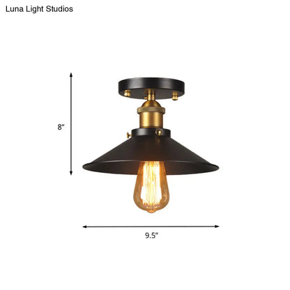 DecorBites™ DecorBites™ مصباح سقف مسطح بقطر 9.5-10 بوصات: مصباح صناعي معدني برأس واحد مدمج باللون الأسود