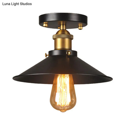 DecorBites™ DecorBites™ مصباح سقف مسطح بقطر 9.5-10 بوصات: مصباح صناعي معدني برأس واحد مدمج باللون الأسود