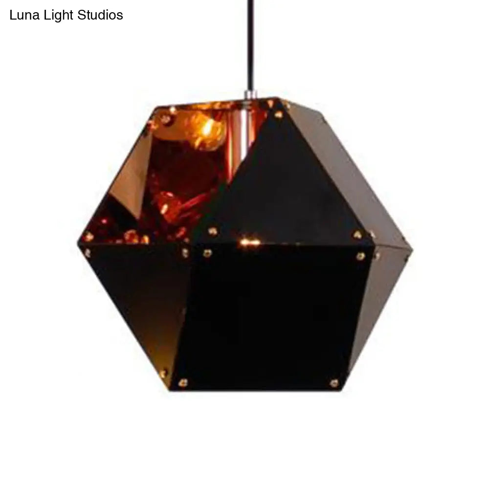 9.5"/12" Gem Hanging Light Kit - Minimalist Metal Pendant Lamp in Black/White/Pink