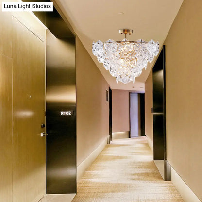 DecorBites™ DecorBites™ 9 Head Traditional Gold Glass Chandelier with Tapered Hexagon Suspension Light