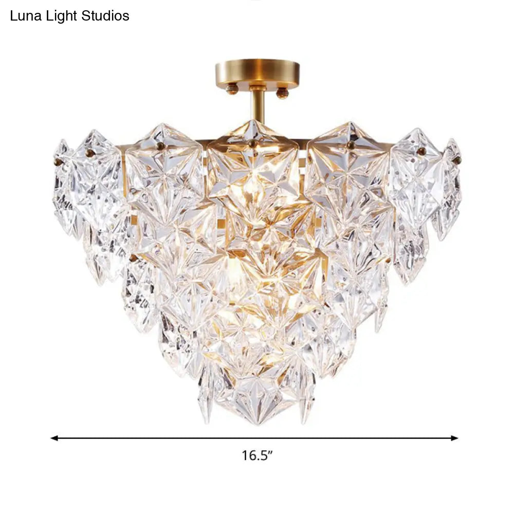 DecorBites™ DecorBites™ 9 Head Traditional Gold Glass Chandelier with Tapered Hexagon Suspension Light